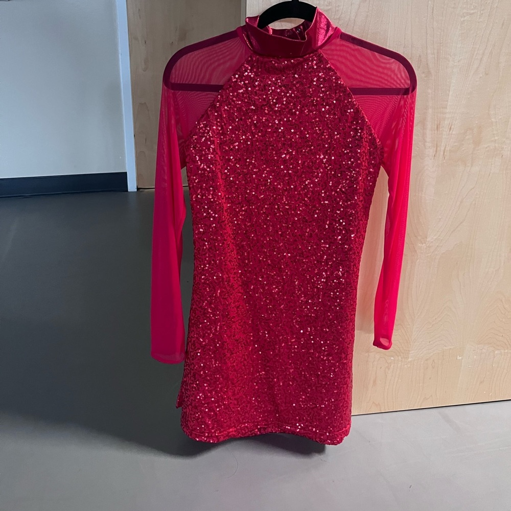 Weissman Dance Sequin Performance Shift Dress D9614 Red Costume - Picture 4 of 5